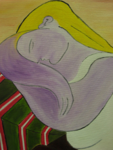 DONNA DAI BIONDI CAPELLI Olio su tela dim. 50x60 Tributo a Picasso. 05/07/2012