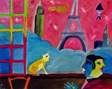 IL VIAGGIO Olio su tela dim. 50x40 Con l'arte si annullano le distanze. Un'onda di colore da Parigi a New York. 22/01/2012