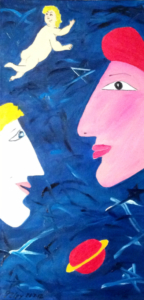 OPPOSTI UNIVERSI Olio su tela 30x60 Uomo e Donna. Due pianeti lontani nello stesso universo. 26/07/2012