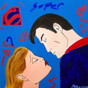 SUPER LOVE - L’ amore è il più grande dei super poteri. Love is the greatest superpower. Olio e smalti su tela dim. 50x50. 13/07/2016